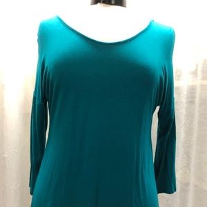 Crochet Women's Teal 3/4 Length Sleeve Top Size XL